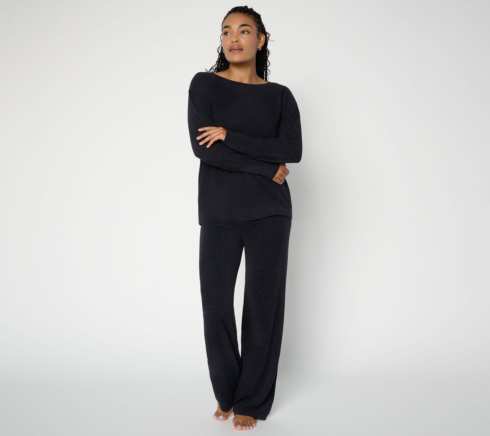 Barefoot Dreams CozyChic Ultra Lite Boatneck and Pant Set | QVC