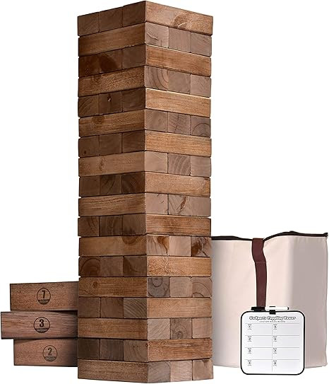 GoSports Giant Wooden Toppling Tower (Stacks to 5+ Feet) - Choose Between Natural, Brown Stain, G... | Amazon (US)