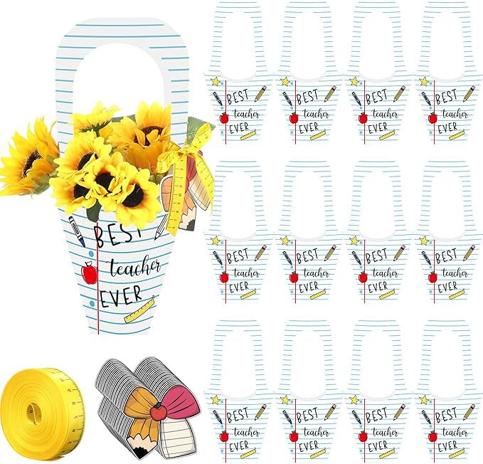 Gersoniel 24 Set Teachers' Day Gift Flower Bags Notebook Shaped Teacher Appreciation Gift Flower ... | Amazon (US)