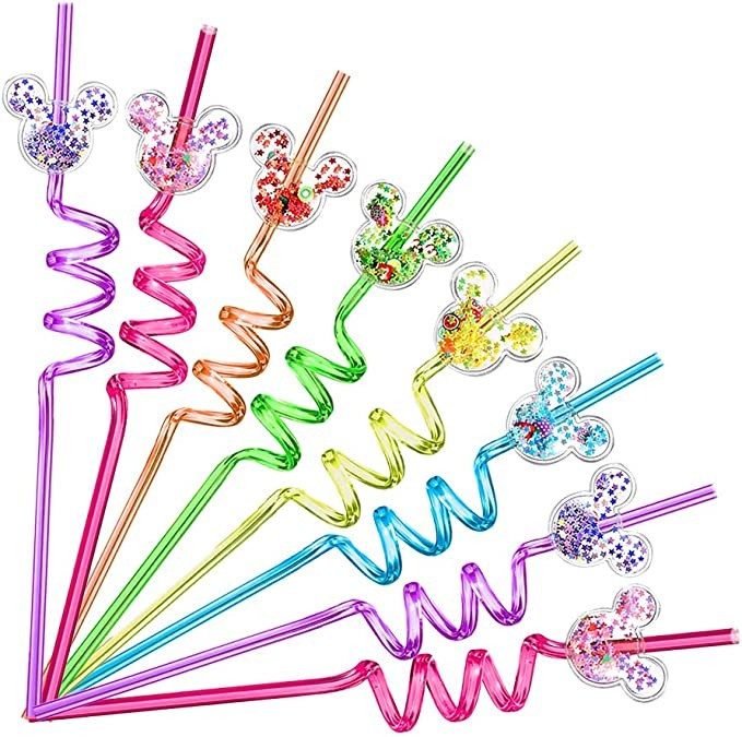 Amazon.com: Glitter Sequin Mouse Theme Birthday Party Favors Nicky Mouse Straws, Mouse Shape Reus... | Amazon (US)