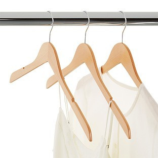 Slim Wooden Shirt Hanger w/ Notches Natural Pkg/40 | The Container Store