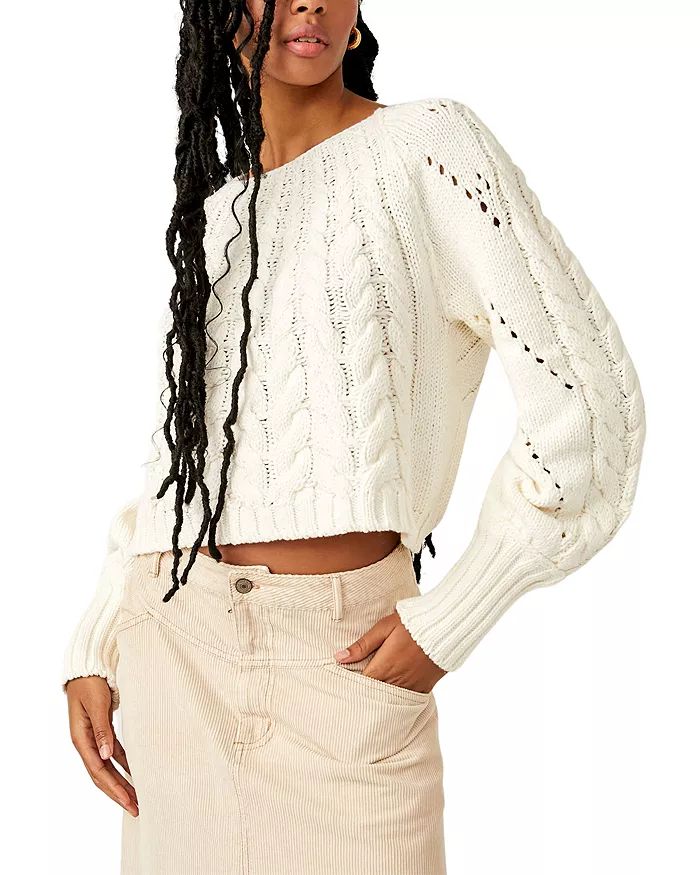 Sandre Cropped Cable Knit Sweater | Bloomingdale's (US)