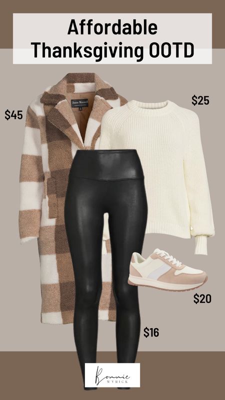Cozy and affordable Thanksgiving outfit idea! These closet staples from Walmart are perfect to wear for all of your holiday events. Stretchy pants are a must- IYKYK. 😉 Leather Leggings | Affordable Fashion | OOTD | Thanksgiving Outfit Ideas | Plaid Coat | Coatigan | Sweater | Midsize Fashion | Curvy Fashion | Walmart Fashion

#LTKSeasonal #LTKHoliday #LTKcurves