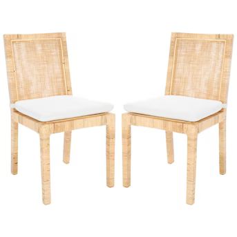 Safavieh Tojo Coastal Linen Dining Side Chair (Rattan Frame) | Lowe's