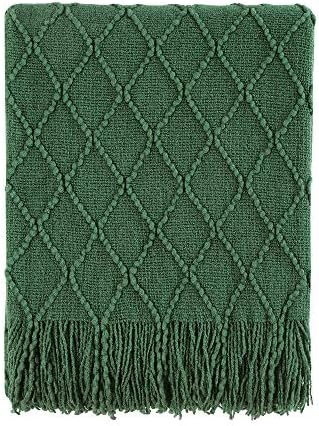 BOURINA Green Throw Blanket Textured Solid Soft Sofa Couch Decorative Knitted Blanket, 50" x 60" ... | Amazon (US)