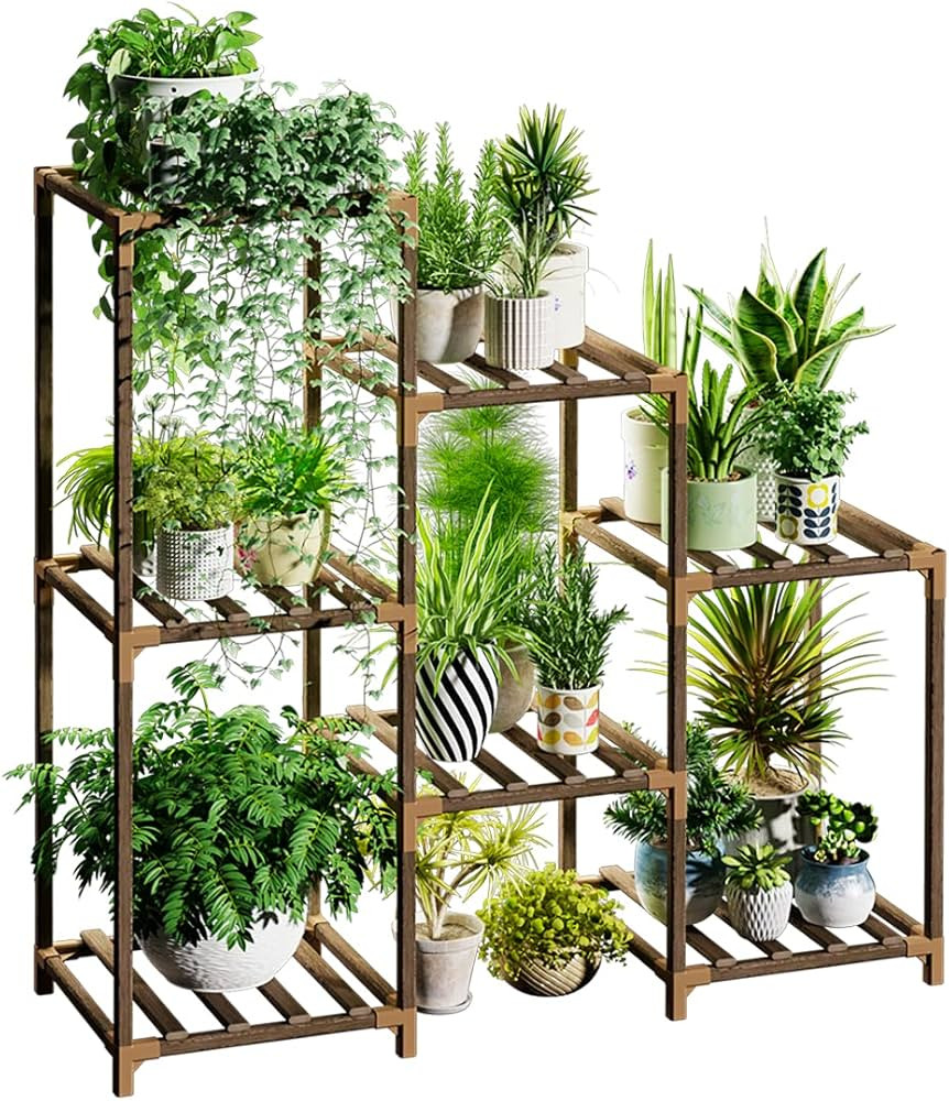 Bamworld Plant Stand Indoor Plant Stands Wood Outdoor Tiered Plant Shelf for Multiple Plants 3 Ti... | Amazon (US)