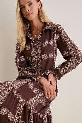 Brown Floral Button Down Miller Maxi Dress | Tuckernuck (US)