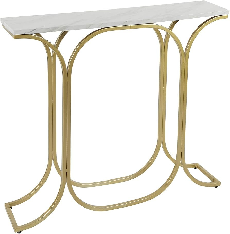 Silverwood Suzanne Slim Faux Marble Console Table, 8" L x 36" W x 30. 7" H, Gold | Amazon (US)