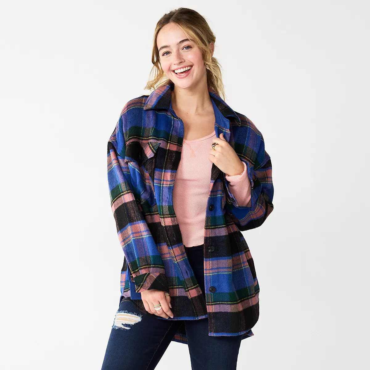 Juniors' SO® Oversized Shacket | Kohl's