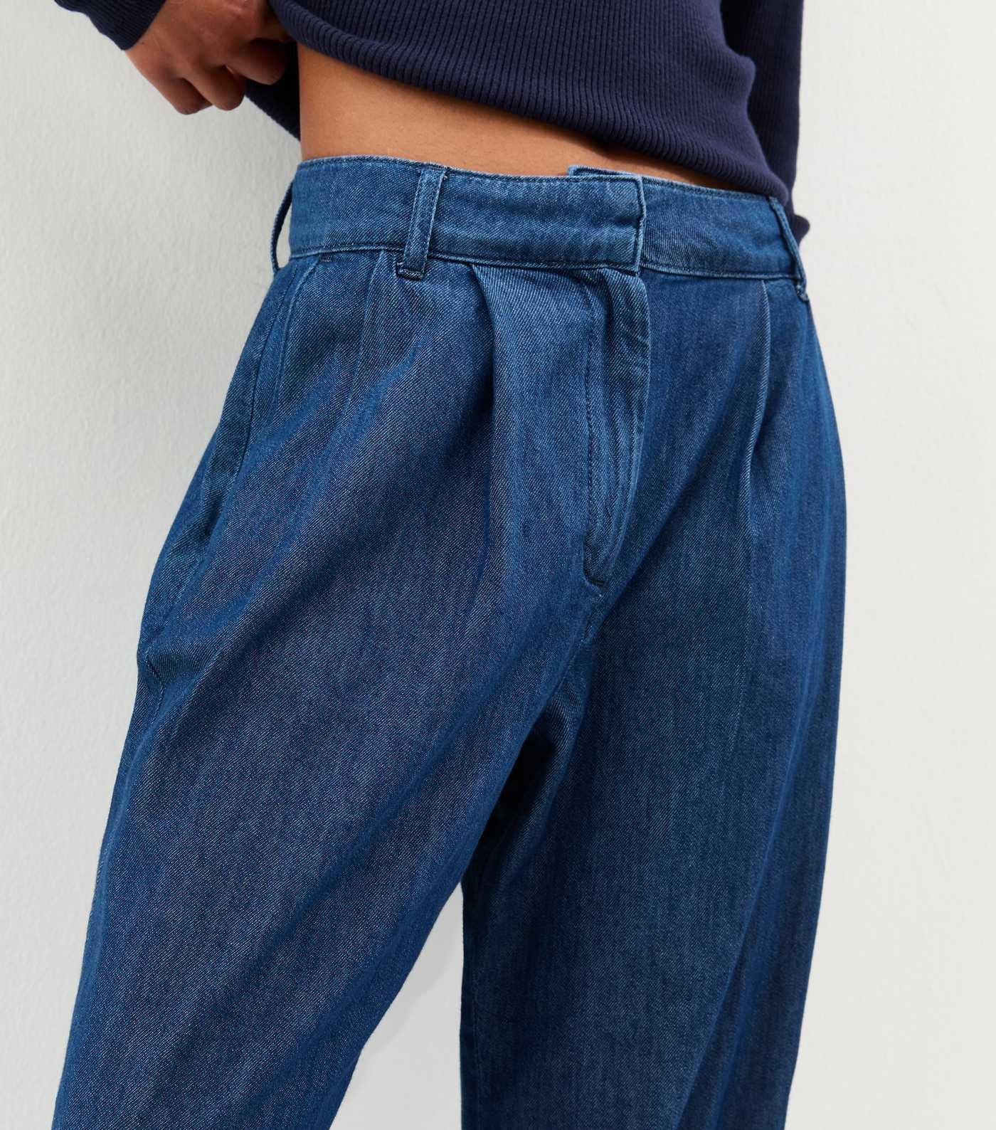 Blue Pleated Wide Leg Denim Trousers | New Look | New Look (UK)