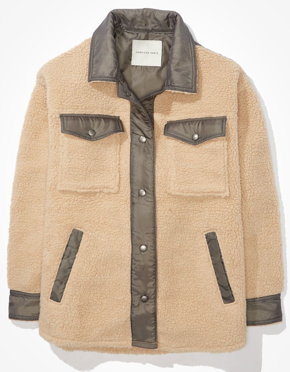 AE Sherpa Shirt Jacket | American Eagle Outfitters (US & CA)