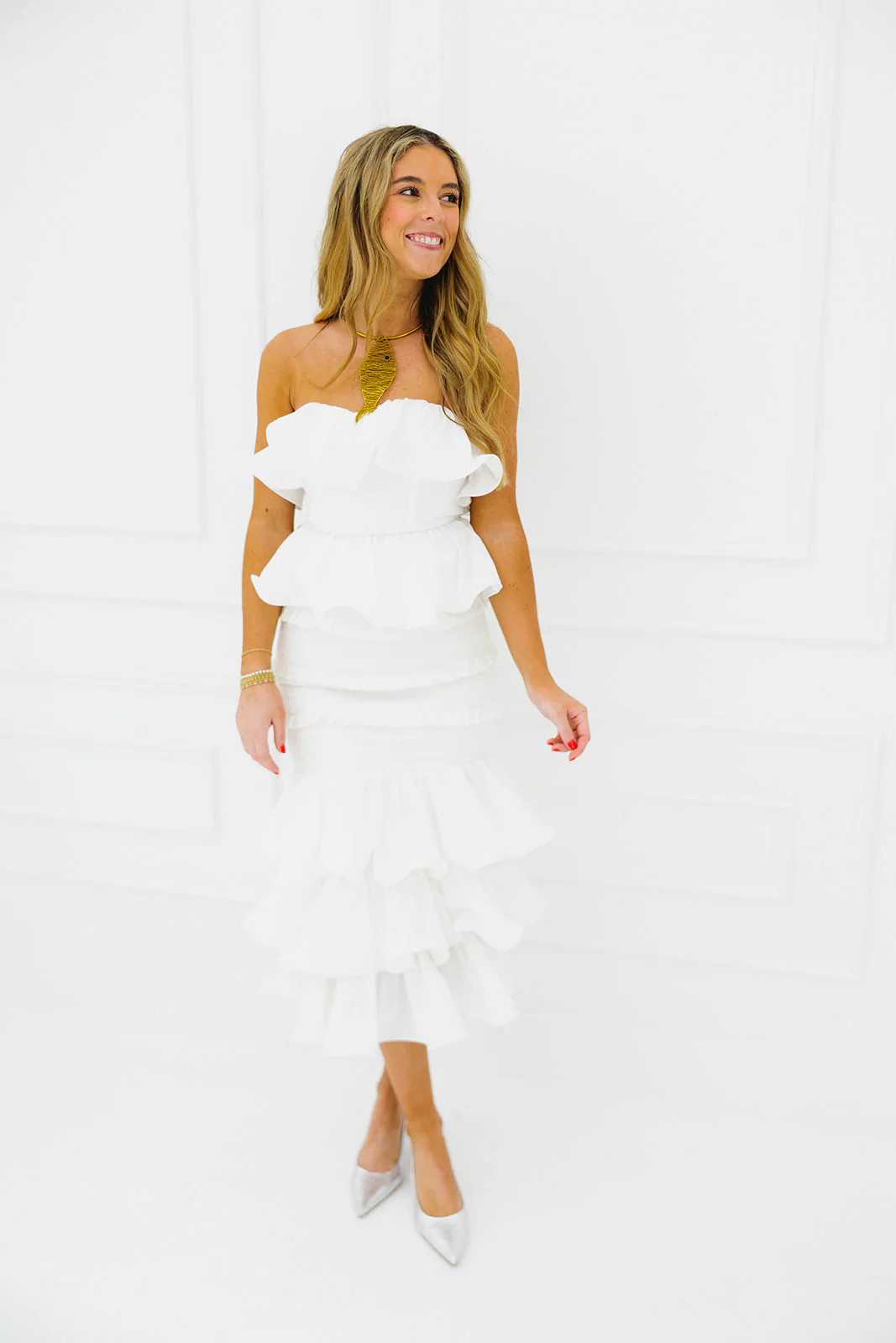 Indy Ruffle Set - Off White | Triple Threads