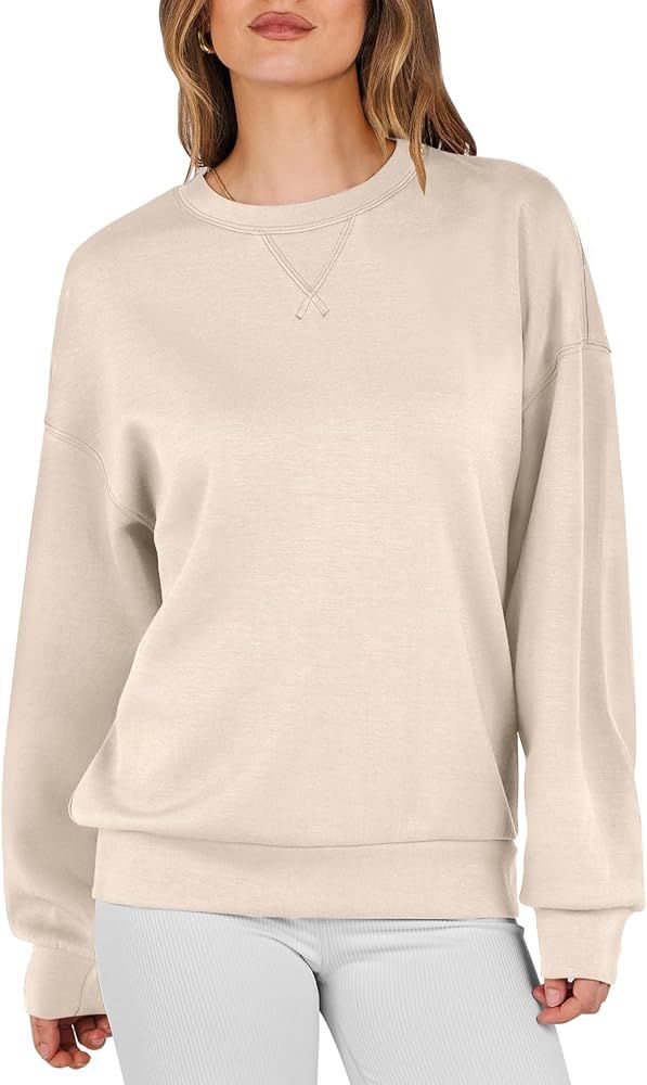 ANRABESS Women's Long Sleeve Crewneck Loose Fit 2023 Fashion Pullover Sweatshirts Top | Amazon (US)
