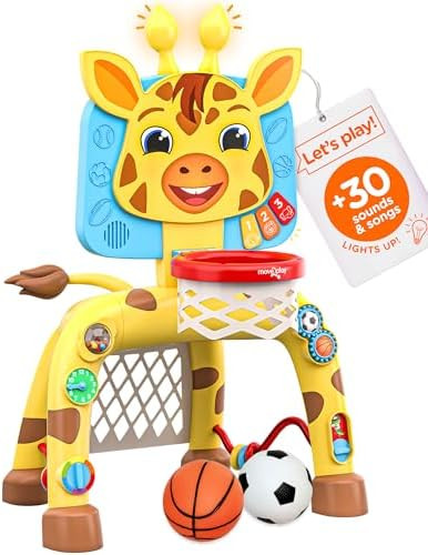 Move2Play, Giraffe Basketball Hoop & Soccer Goal Activity Center | 30+ Sounds & Songs + 5 Lights ... | Amazon (US)