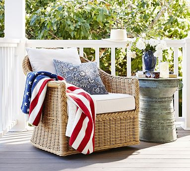 Americana Cable Knit Throw Blanket | Pottery Barn (US)