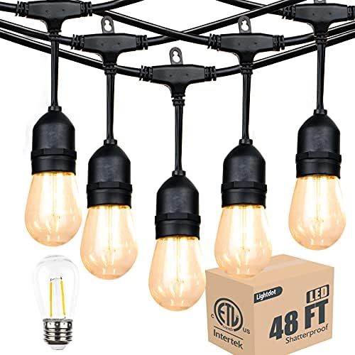 ETL Listed Outdoor Linkable 48ft led Heavy-Duty String Light with 15+1(Spare) 2W Energy-Saving PC... | Amazon (US)