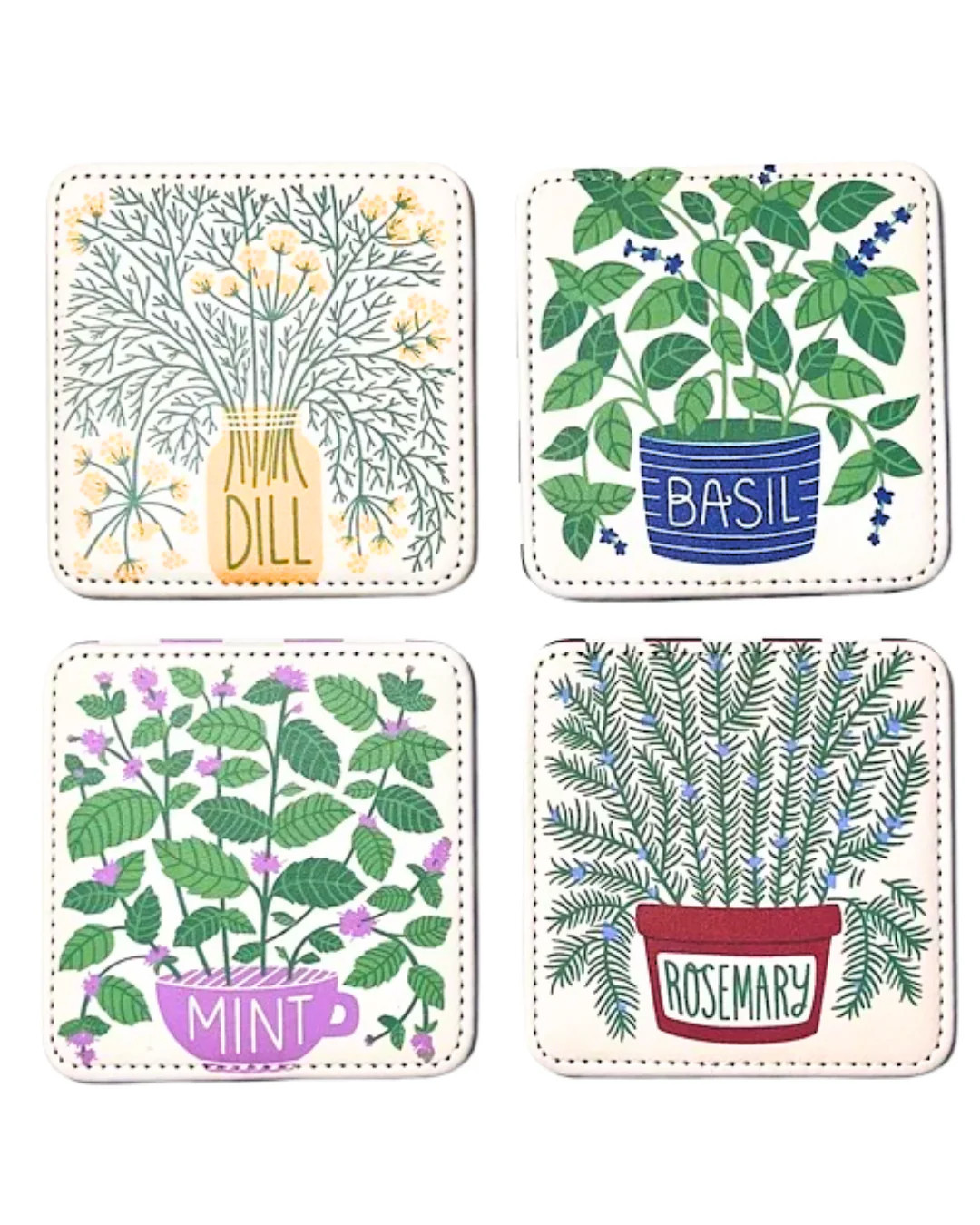 Homegrown Herbs Coasters&comma; Set of 4 | KEVA Style