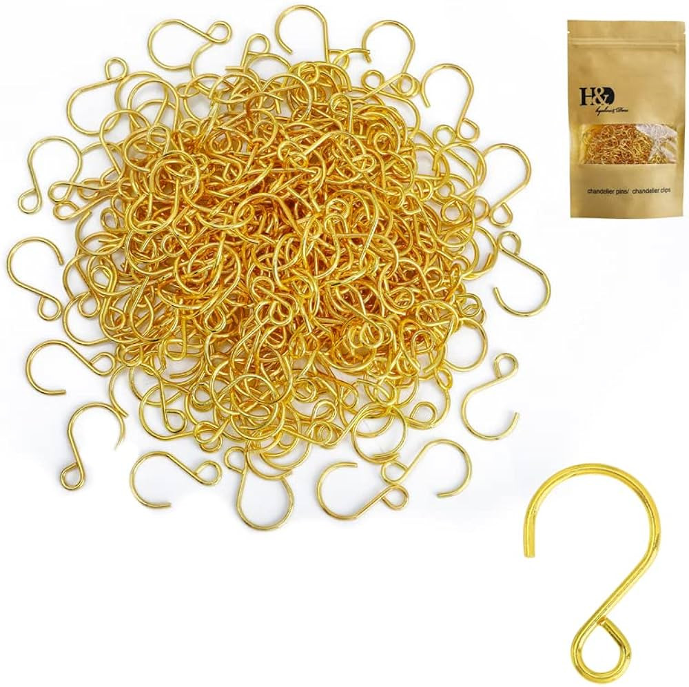 300pcs Golden Crystal Beads S Shape Hooks DIY for Arts & Crafts, Chandelier Suncatchers,Homemade ... | Amazon (US)