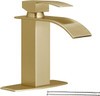 Click for more info about Hoimpro Gold Waterfall Spout Bathroom Faucet ,Single Handle Bathroom Vanity Sink Faucet with Deck...