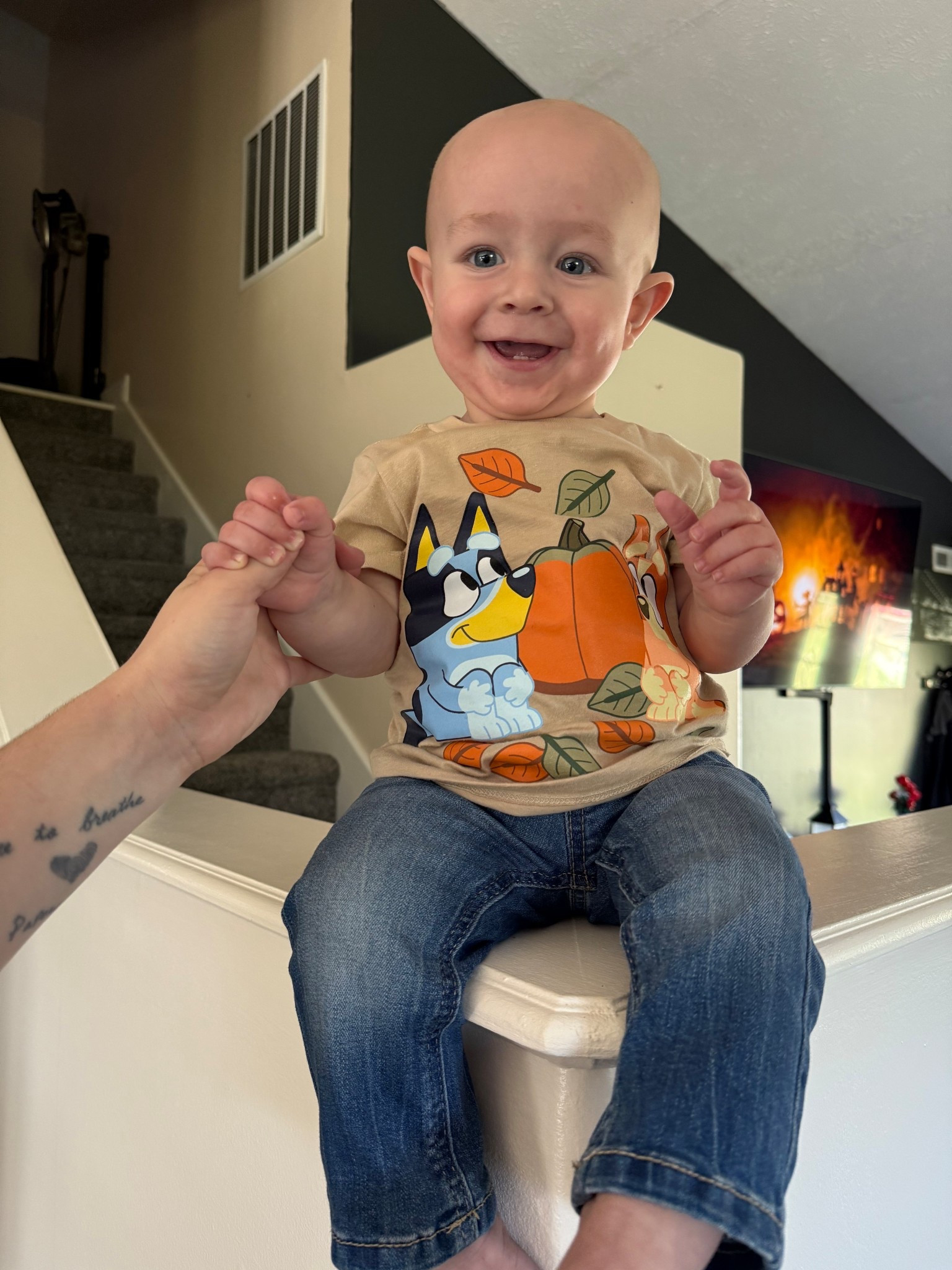 Target did it again 🍂🧡 The cutest fall outfit for babies + toddlers! Bluey with pumpkins = instant favorite 🎃 Paired with these adorable jeans that go with everything. Perfect for cozy fall days + all the pumpkin patch pics!

#LTKKids #LTKItBag #LTKBaby