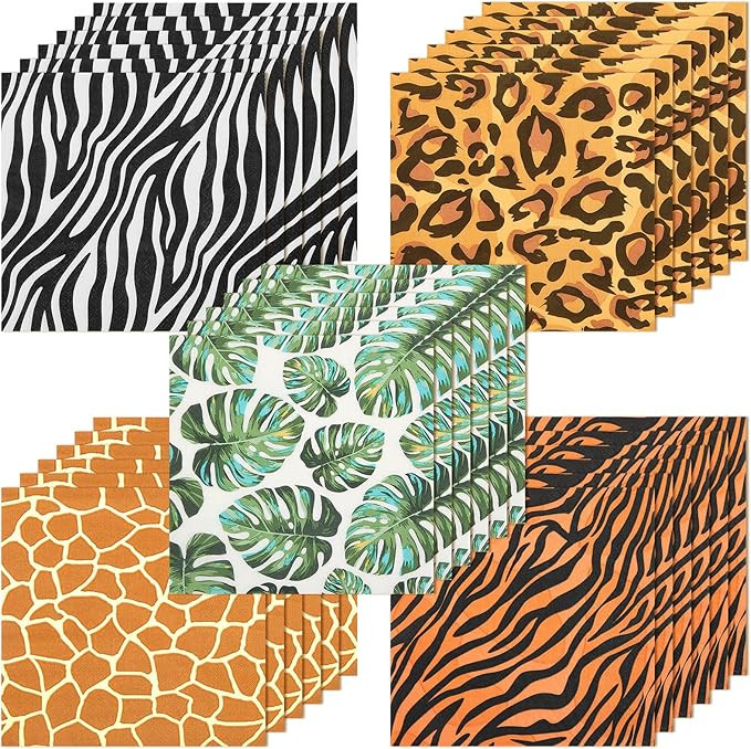 100 PIECES Jungle Safari Animal Print Party Disposable Napkins Animal Print Paper Napkins Safari ... | Amazon (US)