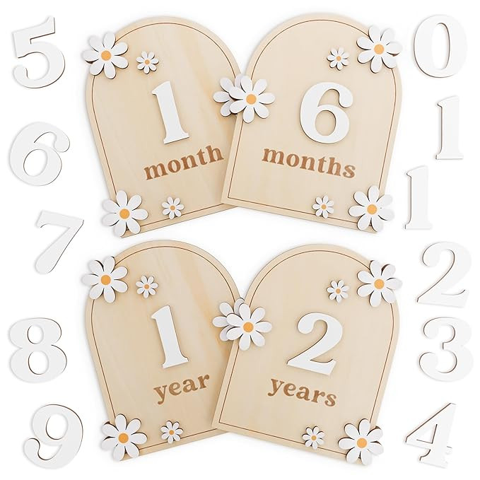 Beautiful Baby Monthly Milestone Cards - The Perfect Wooden Discs for Adorable Milestone Pictures... | Amazon (US)