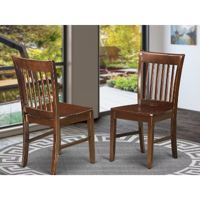 HomeStock Dining Chair With Wood Seat Mahogany Finish Mid-Century Dining Chairs Set Of 2 | Target
