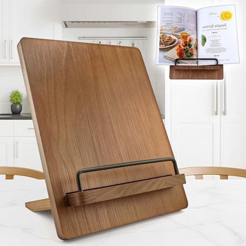 Wood Cookbook Stand Cookbook Holder: Kitchen Adjustable Cookbook Holder Recipe Stand for Counter Brown | Amazon (US)