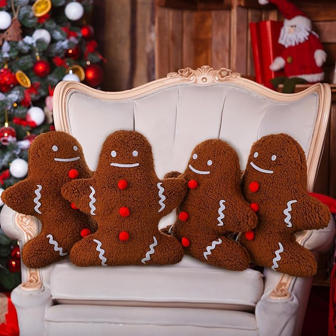 Suzile 4 Pcs Christmas Throw Pillows Winter Holiday Party Cushion Case Decoration for Sofa Couch ... | Amazon (US)