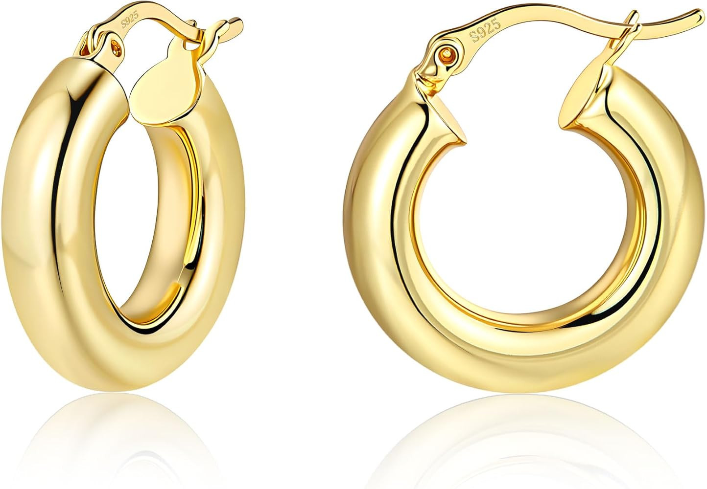 BOUTIQUELOVIN 14K Gold Plated Hoop Earrings for Women Hypoallergenic Thick Chunky Hoop Earrings L... | Amazon (US)