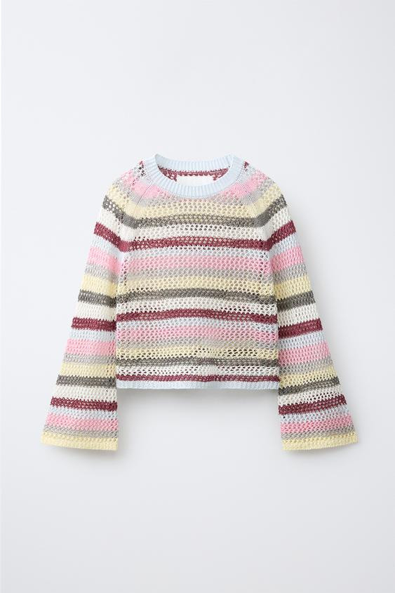 Zara - Mesh Striped Jumper - Striped - 8-9 Years (51,6 Inches) - Kids | Zara US