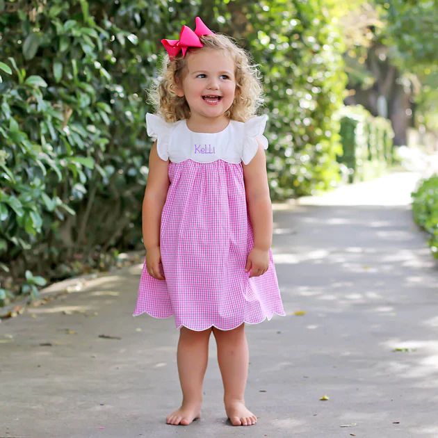Pink Gingham Scalloped Amelia Dress | Classic Whimsy