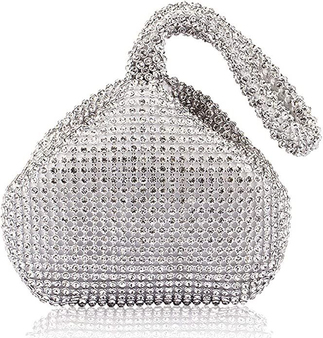 Mogor Women's Triangle Bling Glitter Purse Crown Box Clutch Evening Luxury Bags Party Prom Silver... | Amazon (US)