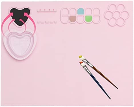 Silicone Craft Mat, 20×16 Inches Silicone Painting Mat with Water Cup and Paint Holder(Pink) | Amazon (US)