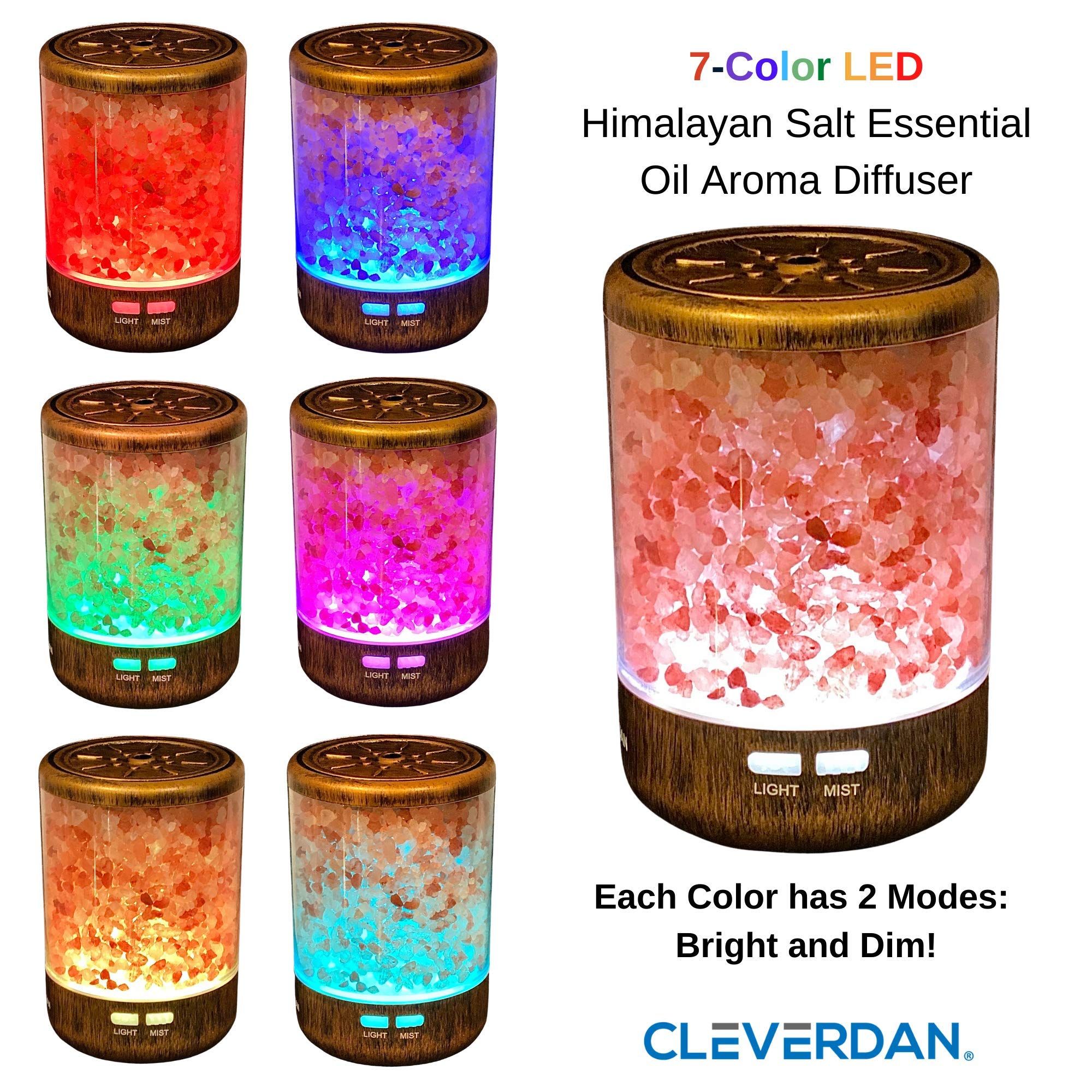 Beautiful Essential Oil Diffuser Bronze Himalayan Salt Lamp, Cool Mist Aroma Humidifier and 7 Color  | Amazon (US)