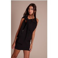 Black Woven Knot Detail Mini Dress | PrettyLittleThing US