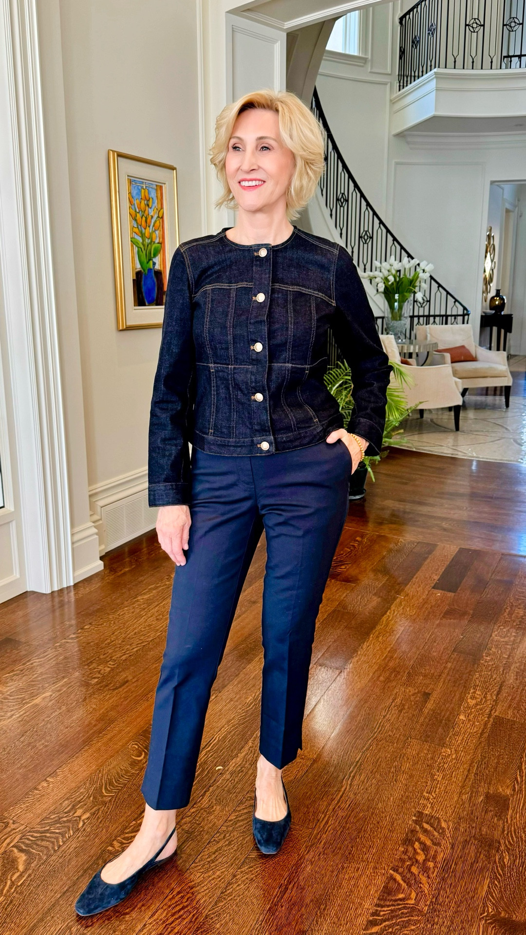 Denim, but make it polished 💙

I’ve been reaching for this collarless denim lady jacket from J.Jill on repeat lately — it’s structured enough to feel put-together, but still soft and easy for everyday. Paired it with straight leg pants for that clean, classic silhouette and finished the look with suede ballet flats for a little understated elegance.

This is one of those outfits that works for everything — coffee runs, errands, lunch dates… you name it. Comfortable, timeless, and just a little bit elevated ✨


#LTKSeasonal #LTKOver40 #LTKootd