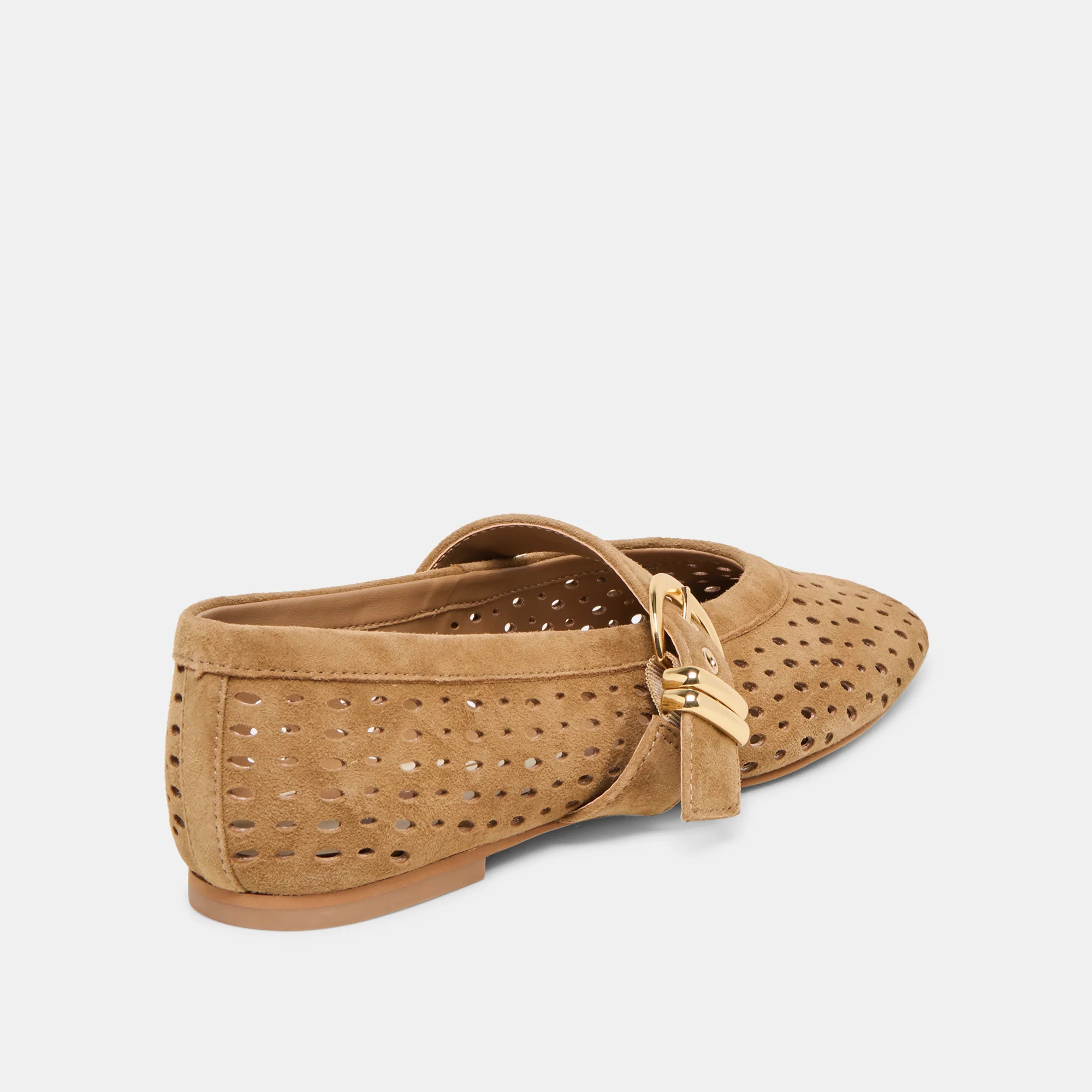 Mikel Ballet Flats Lt Brown Perforated Suede | DolceVita.com
