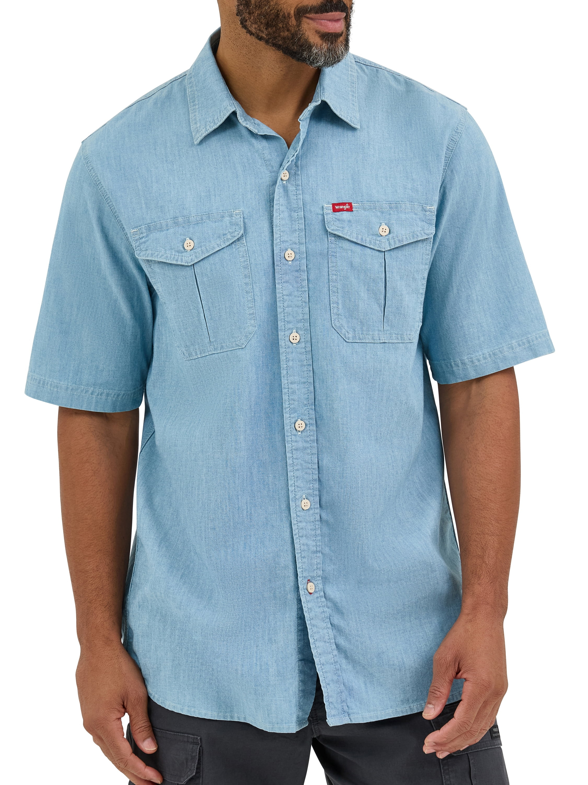Wrangler® Men's Relaxed Stretch Short Sleeve Shirt, Sizes S-5XL | Walmart (US)