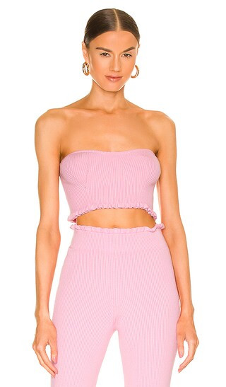 Cropped Sweetheart Ribbed Tube Top in Baby Pink | Revolve Clothing (Global)