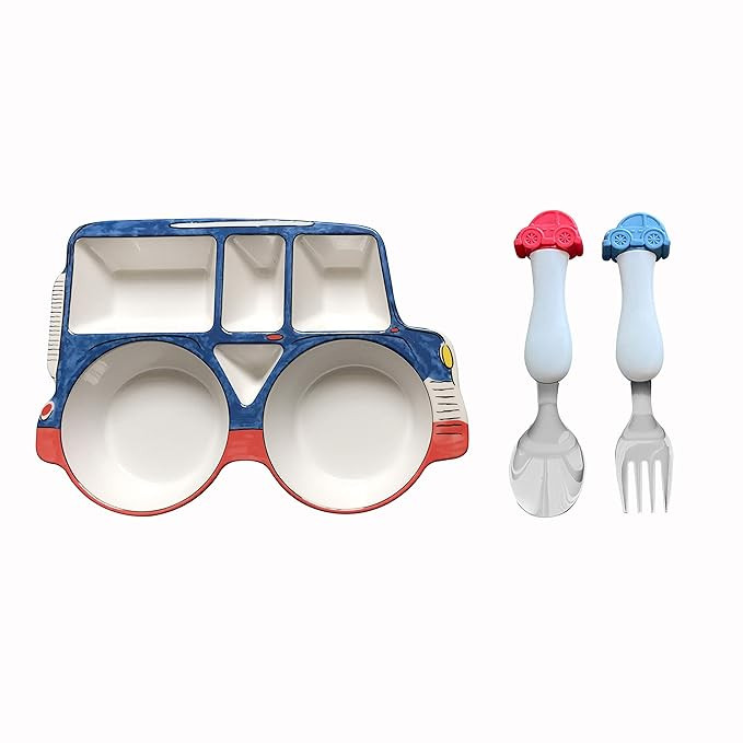 ARI MES - Divided Car Plate for Toddlers with Spoon and Fork - Fun, BPA-Free, Shatter- Resistant,... | Amazon (US)