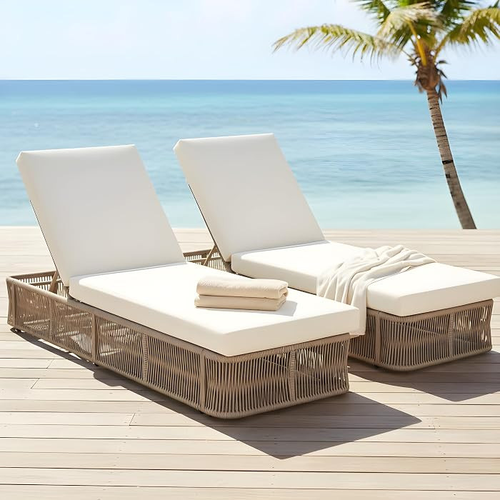 Merax 2-Pieces Outdoor Chaise Lounge Chair Set \u2013 Adjustable Woven Rope Sun Lounger with 5-Po... | Amazon (US)