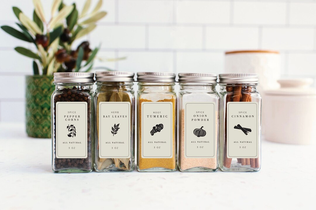 Spice Jar Labels - Modern Design - Set of 20 or 40 - Customizable - Herbs - Spices - Blends - Roo... | Etsy (US)