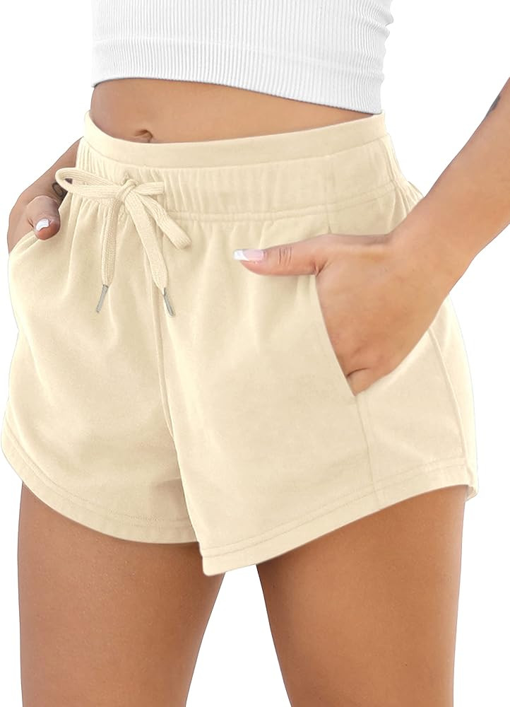 ODODOS Women's Sweat Shorts with Pockets Cotton French Terry Drawstring Summer Workout Casual Lou... | Amazon (US)