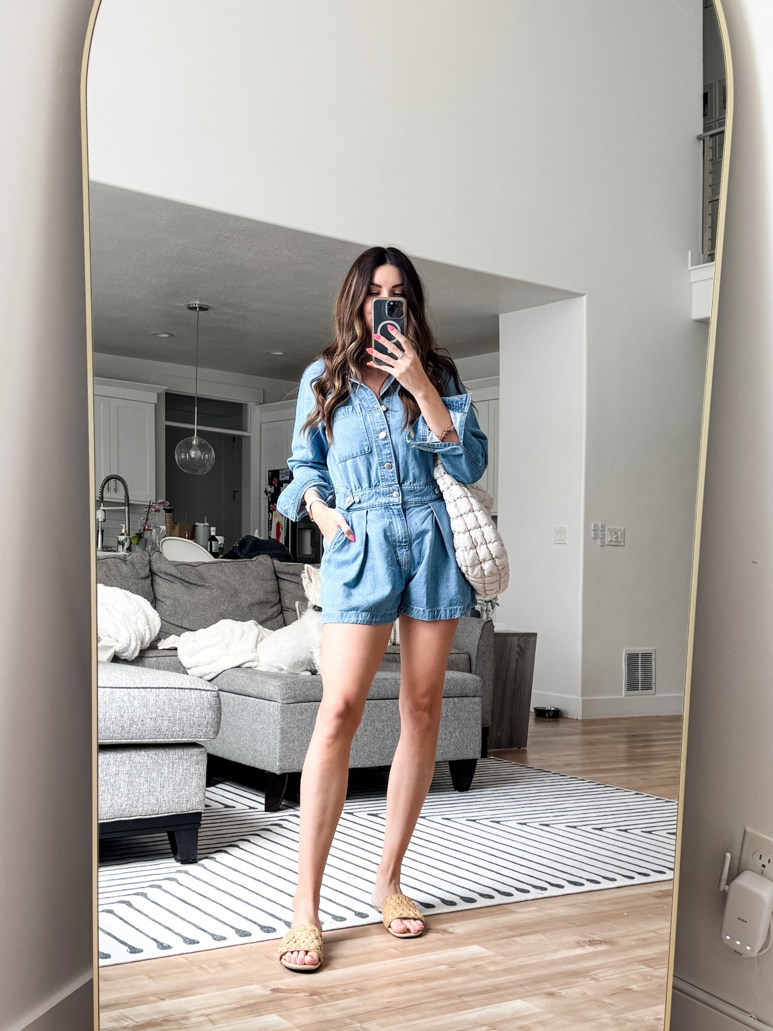 Obsessed with this jean romper that I picked up today for 27% off! It’s fitted and so flattering. Can be dressed up for date night or down for running errands! True to size. I’m wearing a size 6 and am 5’9, 140lbs  


#LTKFindsUnder50 #LTKSaleAlert #LTKStyleTip