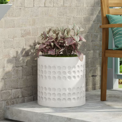 XIYUYEU Large Dots Stylish Antique White Planter Durable Weather Resistant and Versatile Planter for Indoor, Outdoor, White | Target