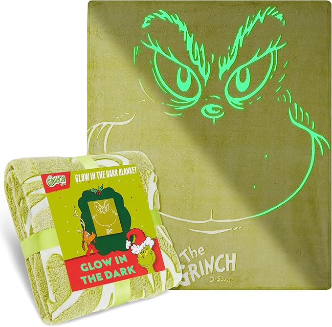 Get Trend The Grinch Glow in The Dark Blanket 51x59” for Kids Teens Adults, Soft Fleece Throw B... | Amazon (US)
