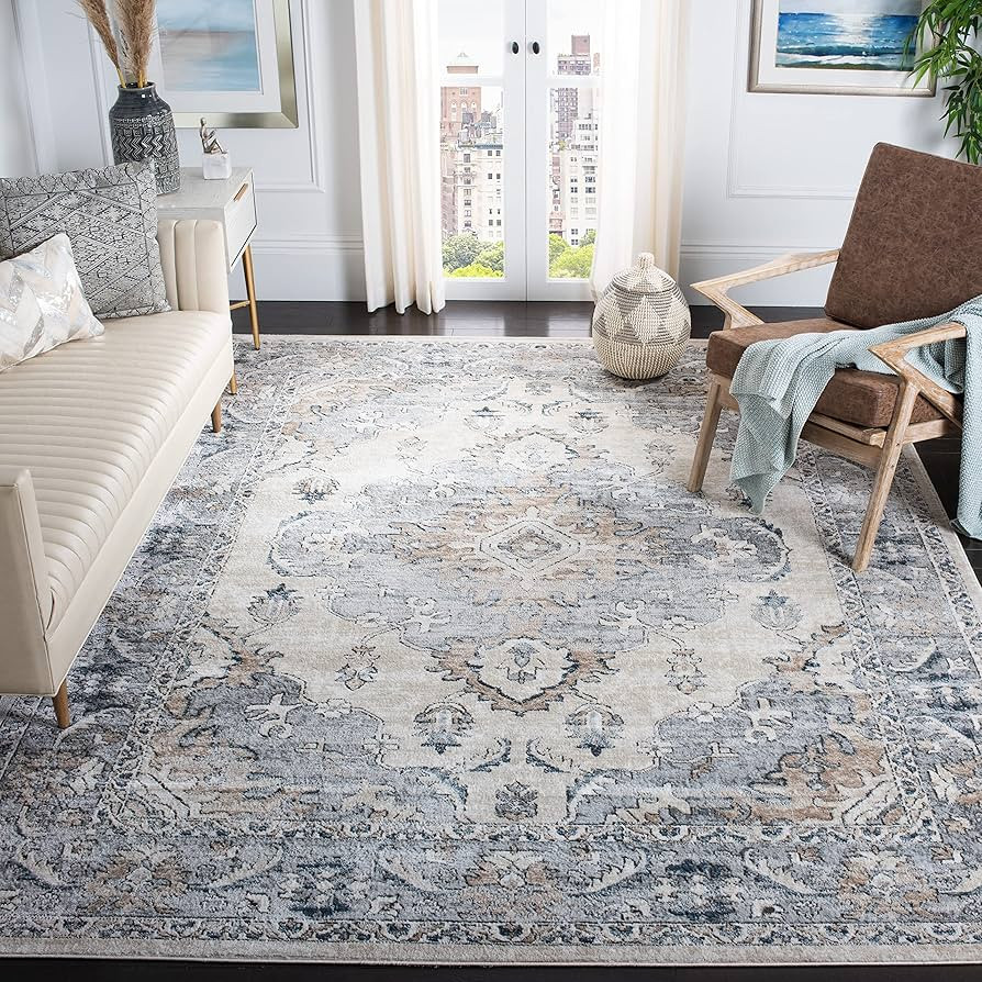 SAFAVIEH Oregon Collection X-Large Area Rug - 11' x 15', Beige & Grey, Oriental Distressed Design... | Amazon (US)