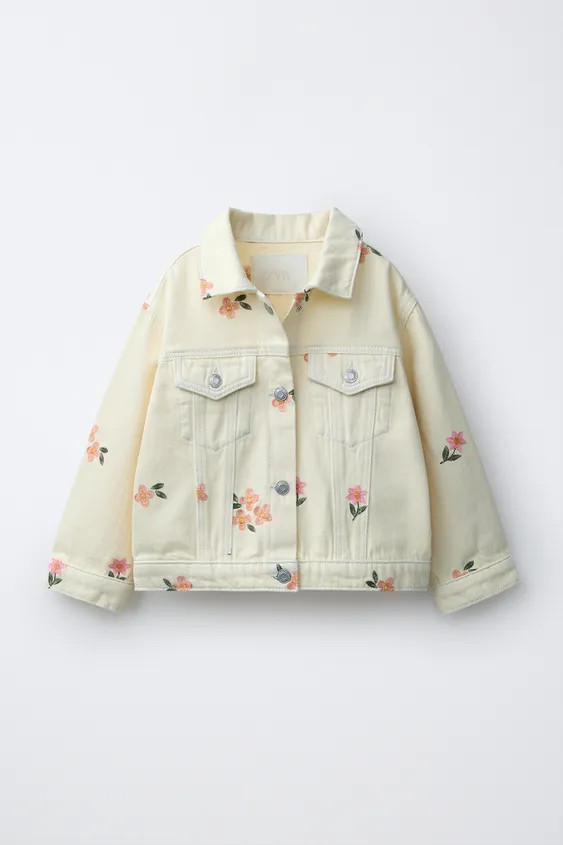 EMBROIDERED FLORAL TWILL JACKET | Zara Canada