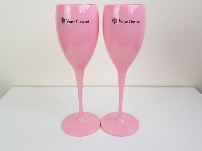 2x Veuve Clicquot Pink Acrylic Plastic Champagne Glasses Flutes 195ml 20cm | Etsy (US)